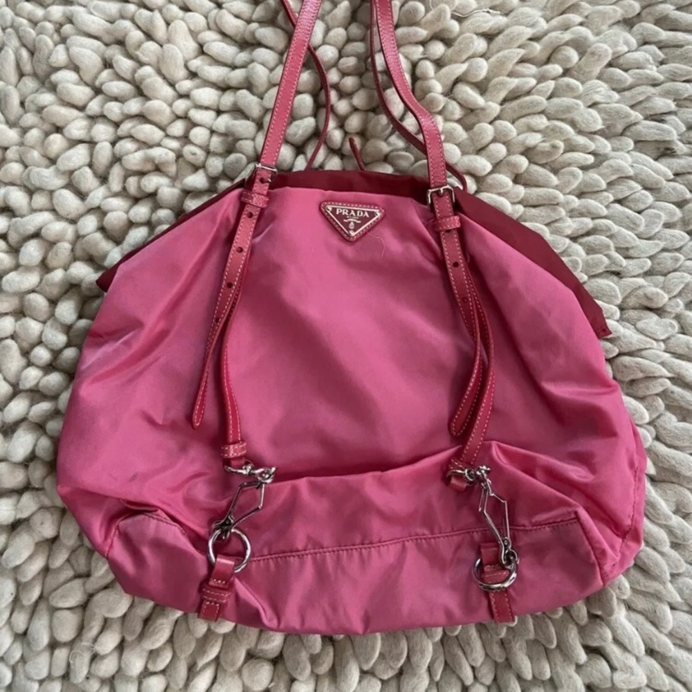 Bright Pink Nylon Teffuto Buckle Strap Leather